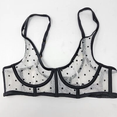 Sujetador de encaje a lunares blanco/negro sin forro Victoria's Secret 32B Foto 1 de 3