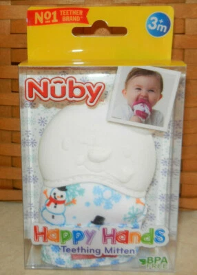 Muñeco de nieve Nuby Happy Hands mano mitón de dentición BPA gratis vacaciones bebé regalo  Foto 1 de 4