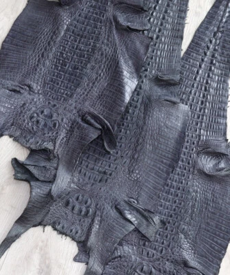 Crocodile Horn Back Leather Antique Gray Color (100% Genuine skin) - Image 1 of 4