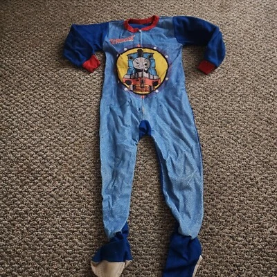 Pijama Thomas & Friends azul de una pieza con cremallera completa talla 5 vintage  Foto 1 de 4