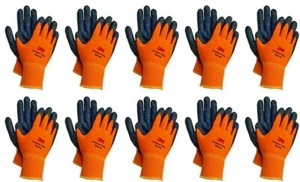 3M Nitrile Rubber Coated Nylon Work Gloves, Thin, Washable Bulk 10 Pack Orange - Picture 1 of 6