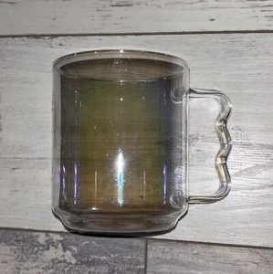 Room Essentials Glass Mug - Clear Iridescent with Handle - 3.82”H x 4.49”W - NEW - Picture 1 of 4