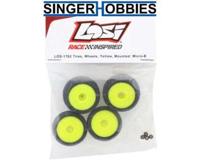 LOSI LOS-1762 Micro-B Pre-Mounted Tires (Yellow) (4) HH - Image 1 of 2