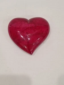 Vintage Ducceschi Italian Alabaster Heart Paperweight Red Pink Desk Valentine - Picture 1 of 8