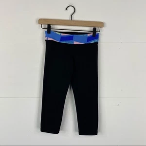 Ivivva Lululemon cropped black leggings with colored waist band - Picture 1 of 5