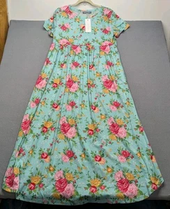 JAMBY STYLES Colorful Floral Sz Medium Comfy Maxi Dress Side Pockets NWT - Foto 1 di 7