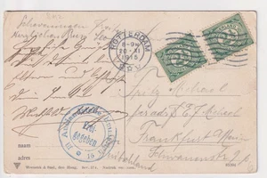 WW1 Auslandstelle Emmerich "Frei Gegeben" 1915 Scheveningen Card to Frankfurt - Picture 1 of 4