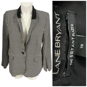 Blazer Lane Bryant Mujer 16 Pata de Gallo Chaqueta Oficina Corpcore Carrera Sala de Juntas - Imagen 1 de 16