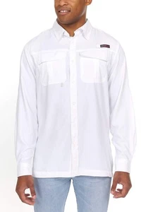 Mens Long Sleeve Lightweight Breathable Outdoor Fishing Shirt White Large - Picture 1 of 7