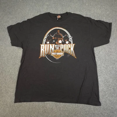 Harley Davidson Shirt Men XLARGE black biker graphic Run with the Pack Size XL - image 1 of 4