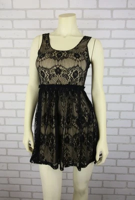 Mini Vestido De Colección Y2K Sello Húmedo Pequeño Negro Encaje Floral Forrado Capricho Foto 1 de 4