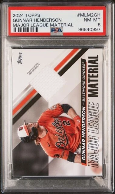 GUNNAR HENDERSON 2024 TOPPS MAJOR LEAGUE MATERIAL JERSEY BASEBALL #MLM2-GH PSA 8 - Image 1 of 1