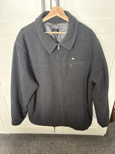 Lacoste Wool Collared Zip Up Coat Jacket Size 58 3XL dark Grey 80s Casual Mens - Picture 1 of 17