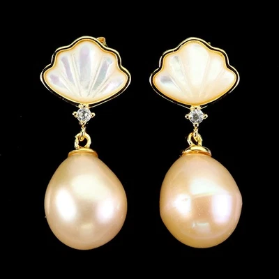 Pendientes de plata esterlina Black Friday 9x8 mm madreperla joyería Foto 1 de 4