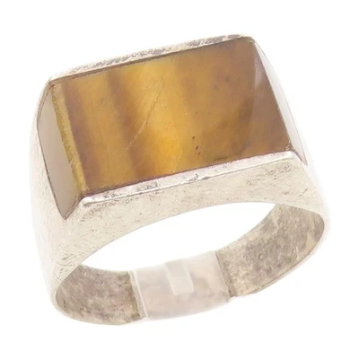 Anillo Vintage Plata Esterlina 925 MÉXICO Clásico Ojo de Tigre Banda Talla 10 RG34390 Foto 1 de 4