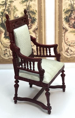 1:12 Vintage Bespaq Carved Chair Dollhouse Miniature Furniture - Image 1 of 4