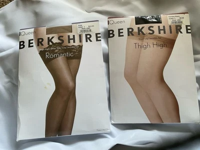 2 BERKSHIRE Romántico Encaje y Muslo Alto Negro y Desnudo Talla Medias Queen 1 nuevas en paquete Foto 1 de 4