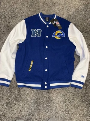 Chaqueta de lana universitaria Los Angeles Rams New Era para hombre talla L nueva rara Foto 1 de 4
