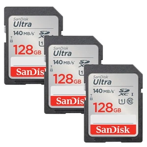Sandisk Ultra 128GB SDXC UHS-I Class 10 Memory Card - 3 Pack - Picture 1 of 2