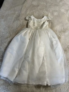 Sinai Kids Dress Size 4 Style 12035 Beige Zip Up Flower Girl Made In USA - Picture 1 of 5