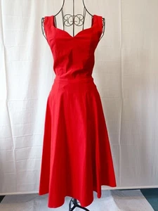 Ridly Plain Swing Dress in Red by Collectif size 8 - Picture 1 of 6