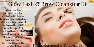 Ammuri Glow Lash & Brow Cleansing Kit - Brushes, Cleanser & Water - 50ml Fluid - Picture 1 of 8