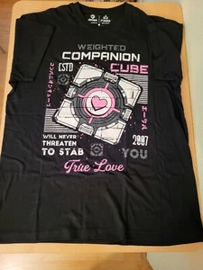 T-Shirt Herren Weighted Companion Cube Portal T-Nerds schwarz Größe M Gaming - Bild 1 von 1