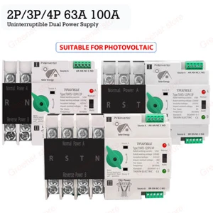Dual Power Automatic Transfer Switch Uninterrupted 2/3P/4P 63A 100A Photovoltaic - Picture 1 of 18