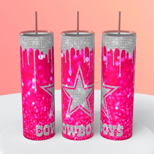 Dallas Cowboys Pink Rhinestone Drip on a 20 ounce Tumbler insulated ...