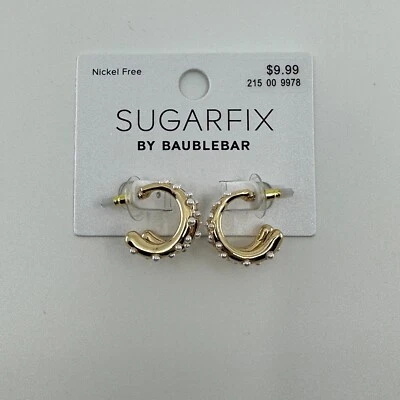Sugarfix By Baublebar Earrings Double Hoop Faux Pearls Gold Tone Statement - Image 1 of 4