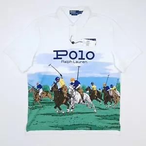 Polo Ralph Lauren Polo Shirt Large Classic Fit Men Players Print Relaxed BNWT - Picture 1 of 12