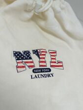 White NYL New York Laundry Backpack Drawstring Tote Laundry Bag 12" x 15"
