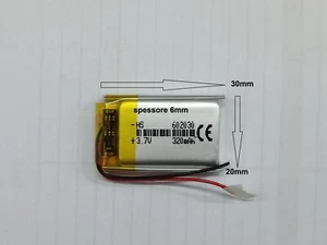 Batterie a llitio di polimery ricaricabile 3.7v mp4 gps 320 mha 602030 - Foto 1 di 3