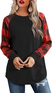 Womens Long Sleeve Tops Crew Neck Casual Shirts Fashion Loose Fit Trendy Outfits - Picture 1 of 12
