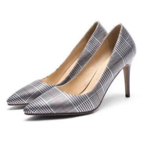 WITCHERY High Heels Amalia Checked pumps Shoes Sz 37 NEW grey white pointed $169 - Picture 1 of 9