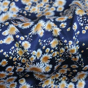 By Yard Retro Daisy Floral Satin Material Soft Scarf Shirt Fabric Charmeuse - Picture 1 of 13