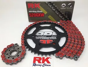 Red Ducati Monster 620 Dark 2003 RK GXW X-Ring Chain and Sprockets Kit M620 - Foto 1 di 9
