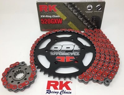 Red Ducati 620s Monster ie 2004-2006 RK GXW X-Ring Chain and Sprockets Kit - Image 1 of 4