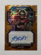 2023 Prizm Draft Picks Rookie Auto Raheem Blackshear RA-RBL 9/49 Orange Pulsar