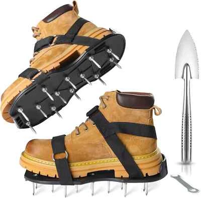 Zapatos aireador de césped con correas de gancho y bucle, zapatos de púas de alta resistencia para el cuidado del césped Foto 1 de 4