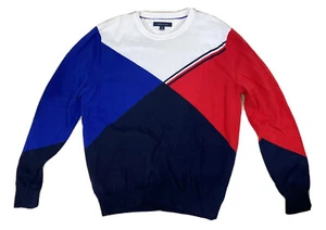 Suéter Tommy Hilfiger para Hombre Grande Rojo Blanco Azul Negro Colores Clásicos - Imagen 1 de 12