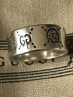 AUTHENTIC GUCCI GHOST RING WIDE STERLING 925 SILVER WIDE RING BAND, SIZE 10
