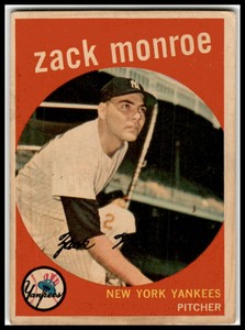 1959 Topps #108 Zack Monroe New York Yankees   Rookie