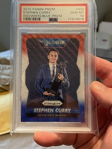 2015 Panini Prizm STEPHEN CURRY PSA 10 MVP Red White & Blue Prizm #400💎🔥