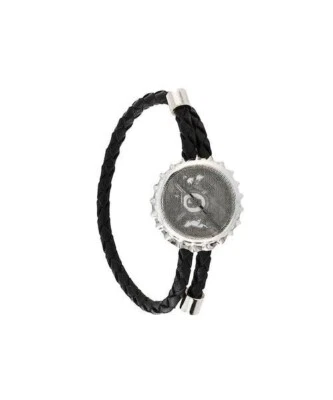 Pulseira Alexander McQueen detalhe de caveira pulseira couro bronze preto - Imagem 1 de 4