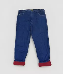 Cabela’s Jeans Fleece Lined Denim 100% Cotton Mens 42x34 Blue Warm Red Lining - Picture 1 of 12