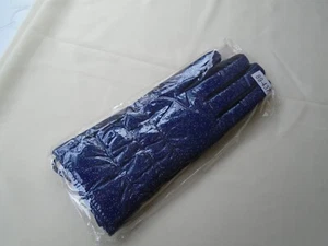 Ladies Wet Look Quilted Glitter Fashion Gloves With Touch Screen Navy New - Picture 1 of 2