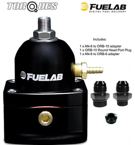 Regulador de presión de combustible de tres puertos Fuelab EFi AN-8 entrada/salida negro - 51501-1 - Imagen 1 de 1