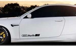 2 Adesivi Per AUDI fiancata a1 a3 a4 a5 a6 a7 q3 q5 auto Sticker Nero 45Cm - Picture 1 of 1