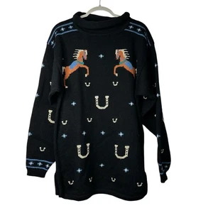 Maglione oversize vintage Kristin For Miller’s 100% lana cavalli maglia donna grande - Foto 1 di 3